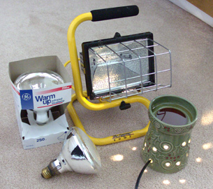 Heat lamps, work light, and Scentsy warmer