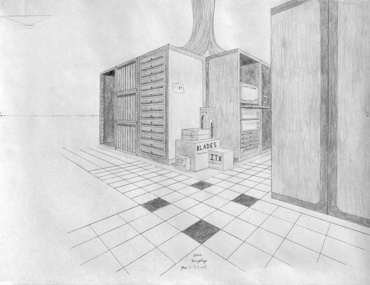 Perspective of box city, pencil