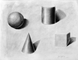 Four basic shapes, shading of form, charcoal